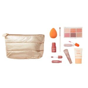 ULTA Beauty Gold Makeup Bag & Makeup